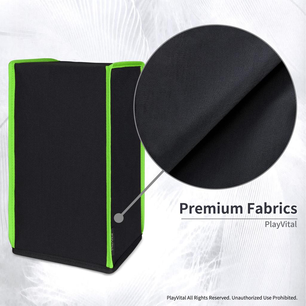 PlayVital Nylon Dust Cover for Xbox Series X Console Soft and Clean Lined Dust Waterproof Cover Sleeve for Xbox Series X Console or Green (Vertical