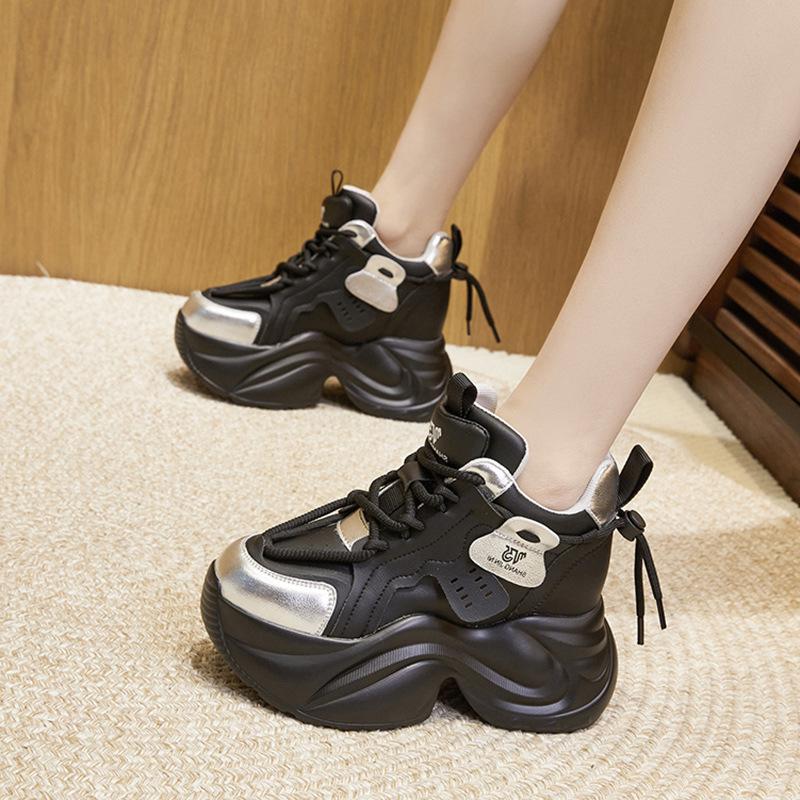 Platform dad shoes women's 2025 new spring and autumn casual sports shoes muffin versatile trendy small inner height increase women's shoes