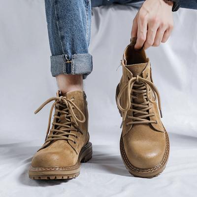 Stivali da Uomo di Marca di Lusso Alta Qualità Vera Pelle Stivali da Uomo Moda Uomo Stivali Desert con Lacci Scarpe Casual Comodi Stivaletti alla Caviglia da Uomo