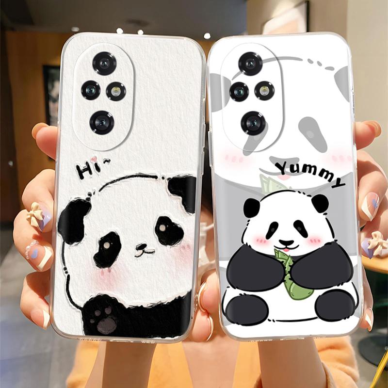 For Honor 200 Pro Phone Case Cute Panda Soft Silicone Shell For Honor 200 Lite honor200 Case Fashion Clear TPU Back Cover Coque