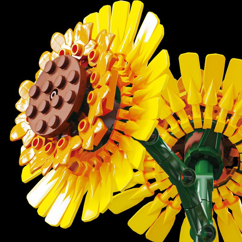Building Block Simulation Plants Potted Plants Cloud Appreciation Sunflower Flowers Assembly and Insertion Building Block Office Home Decoration Gifts