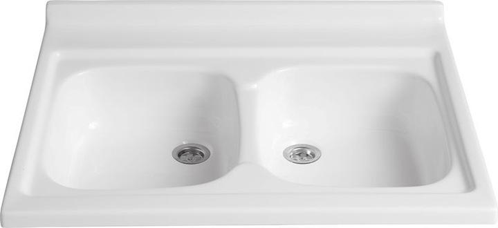 ZD-79 White 79x48 Double-bowl Acrylic Polimat Sink