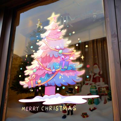 Χρωματική Διακόσμηση Χριστουγεννιάτικου Δέντρου, Ηλεκτροστατικά Αυτοκόλλητα, Ατμόσφαιρα Βιτρίνας, Διακοσμήσεις Παραθύρων, Αυτοκόλλητα Γυάλινης Πόρτας