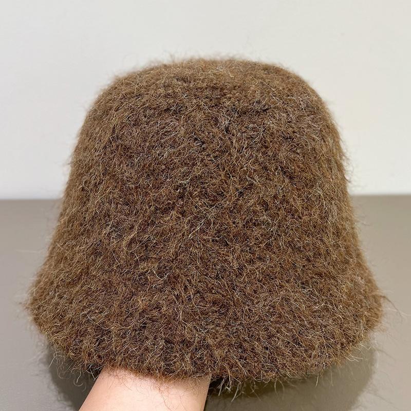 

New Knitted Wool Twist Bucket Hat for Women in Autumn and Winter Without Makeup Solid Color Ear Protection and Face Small Fisherman Hat Dome M（56-58cm）
