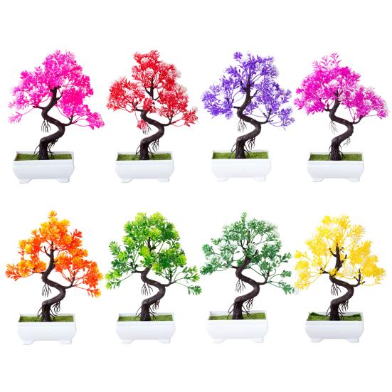 Faux Bonsai Realistic Eye-catching Bright-colored Beautiful Potted Artificial Flower Household Supplies