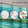 Shower Curtain Abstract Bright Blue And Green Waves Stripped Watercolor Brush Drawn Waterproof Polyester Fabric Set With