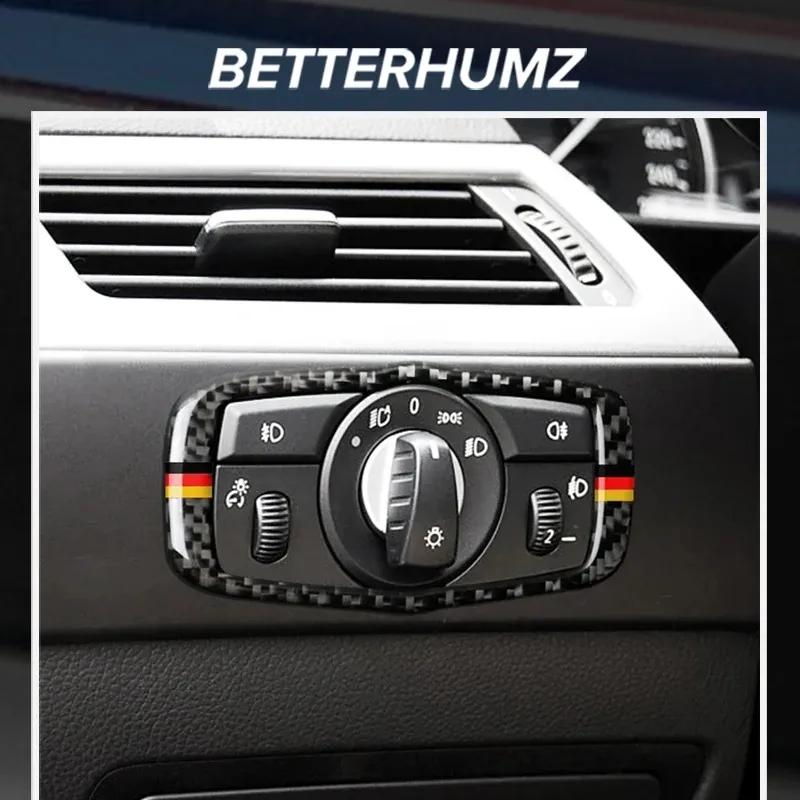 For BMW E60 5 Series 2005-2010 Carbon Fiber Dashboard Headlight Switch Panel Knob Trim Sticker Tuning Car Interior Accessories