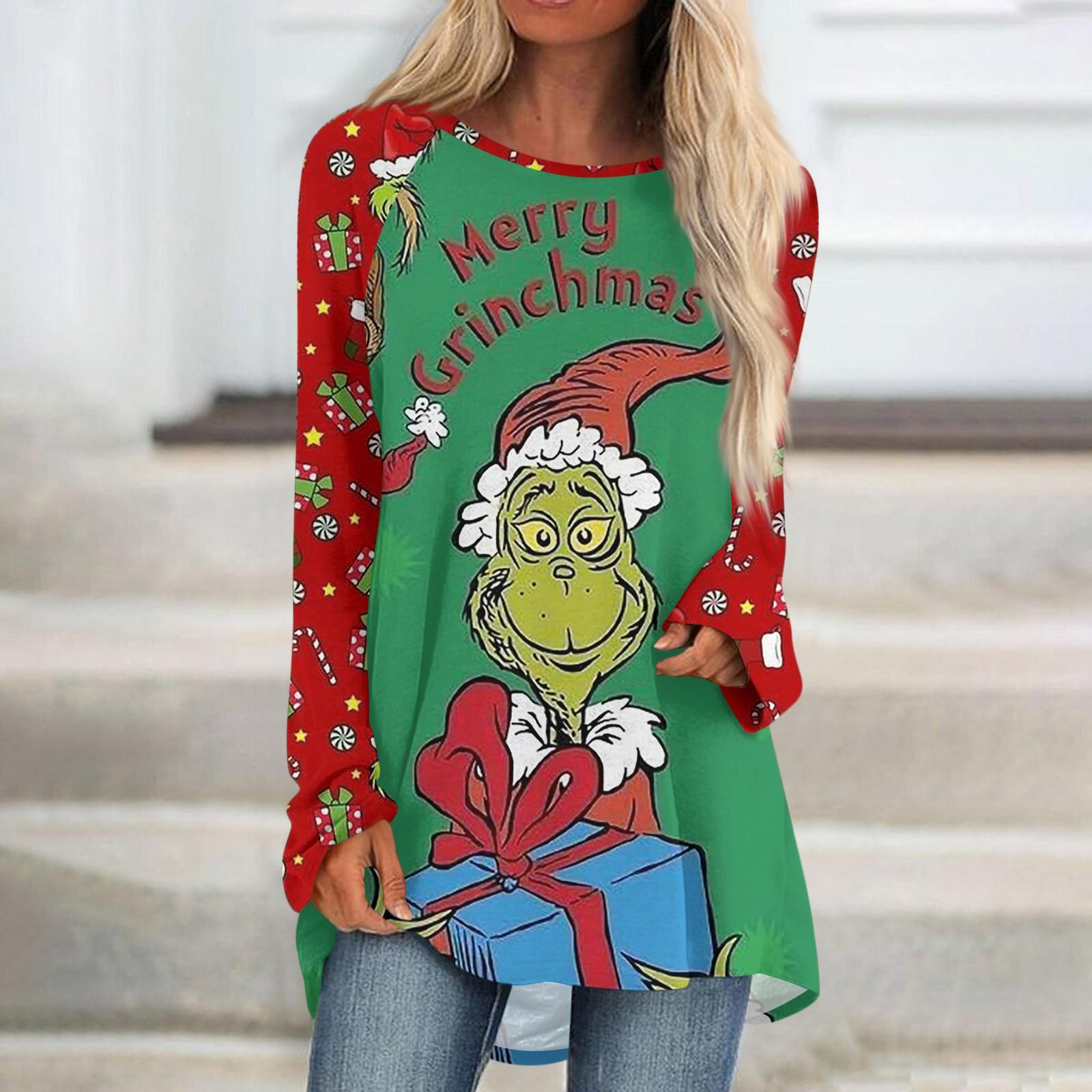 

Женская модная повседневная футболка с принтом на плечах, длинным рукавом, круглым вырезом, средней длины XXL