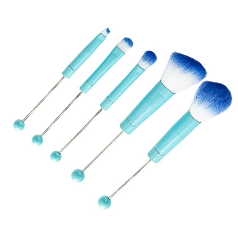 A52E Professional DIY Beaded Makeup Brushes Set Metal Handle Beadable Cosmetic Brush