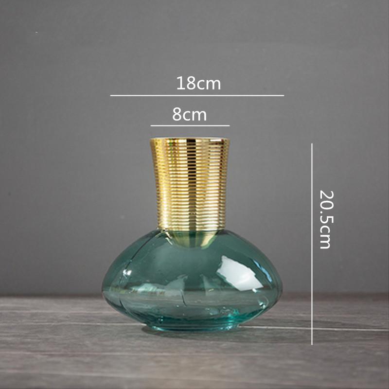 Metal Glass Vase Gold Round Flower Arrangement Accessories Flower Vase Home Furnishing Decoration Transparent Terrarium