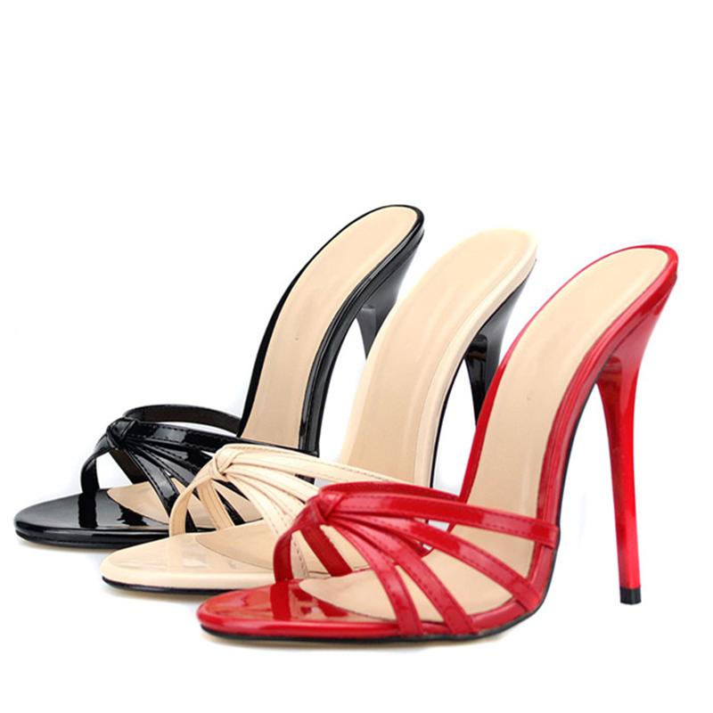 Módní letní pantofle Dámské sexy vysoké podpatky Sandály Žabky Drag Queen Velké velikosti Boty Kvalitní Super lehké Vysoké podpatky 13cm Pantofle