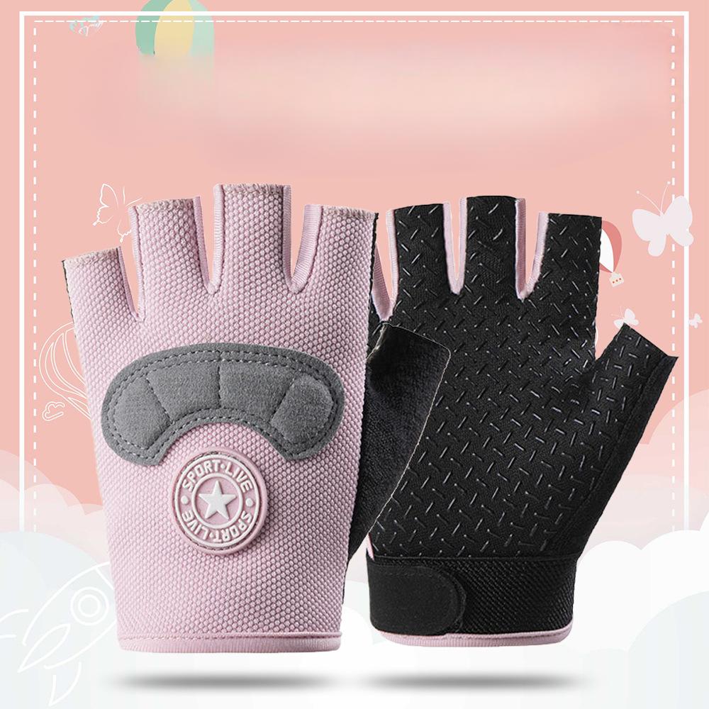 Children's Half Finger Men and Women Spring and Summer Outdoor Sports Gloves Riding Non Slip Breathable Student Riding and Playing Thin Gloves