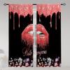 2pcs Lips Printed Translucent Curtains Multi-scene Polyester Rod Pocket Decor Curtains For Living Room Playroom Bedroom Home