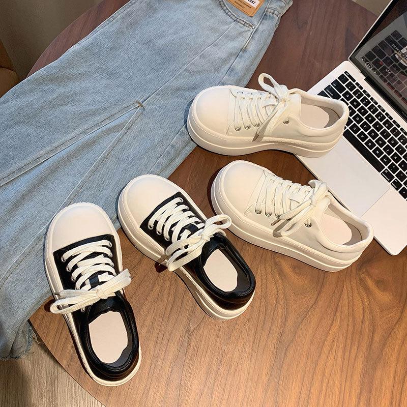 Ugly Cute Big-headed Bread Shoes for Women's Thick-soled High-height White Shoes for Spring New Versatile Casual Sports Shoes