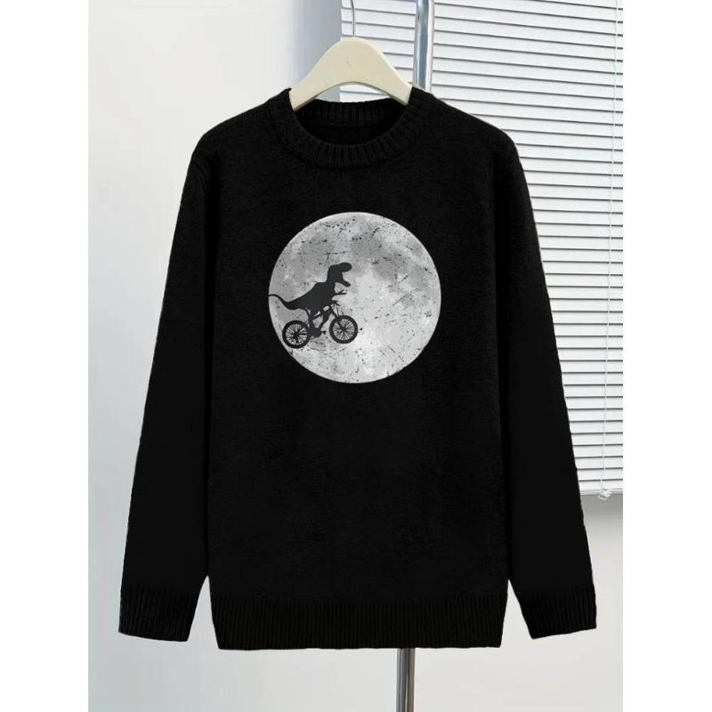 

Мужской свитер с круглым вырезом, абстрактный принт, мягкий хлопок, дышащий и удобный для повседневной носки XXL чёрный