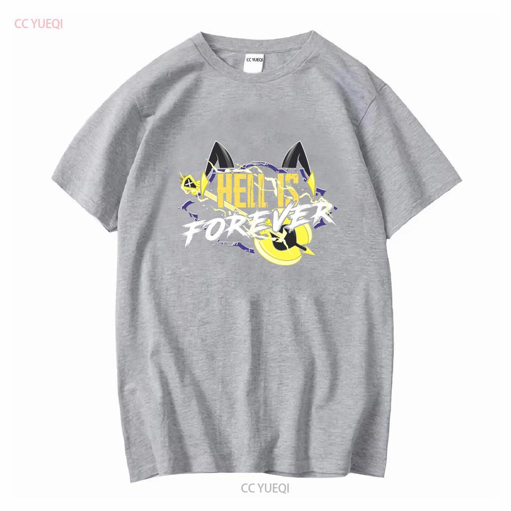 Casual Hazbins Hotels Adam Hell Is Forever T Shirt Men O Neck Pure Cotton Shi vintage Washed streetwear homme Unisex Versatile