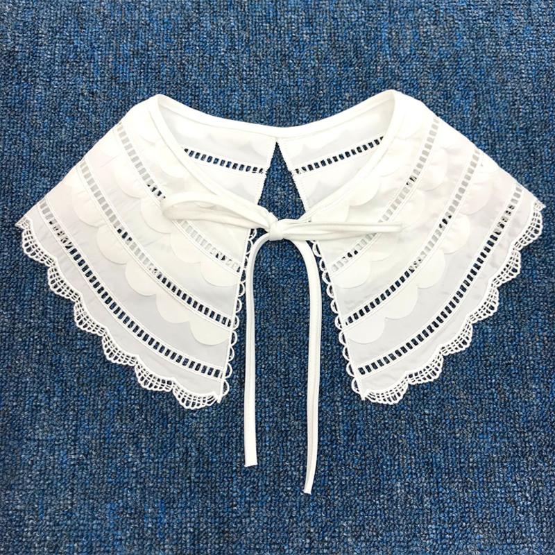 Nowa bluzka z koronkowym kołnierzykiem, top, koszula z odpinanym kołnierzykiem, fałszywy krawat, damski vintage, fałszywy kołnierzyk, szal, ubrania z koronki kwiatowej, akcesorium
