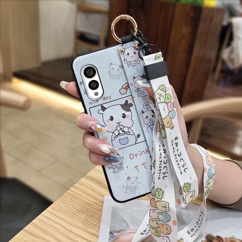 Cartoon Shockproof Phone Case For FCNT/Fujitsu Arrows N F-51C Phone Holder Waterproof Anti-knock Wrist Strap Anti-dust
