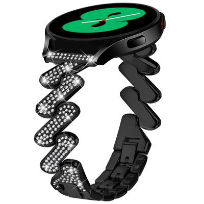 For Samsung Galaxy Watch FE 40mm Bling Rhinestone Decor Watch Band Hard Alloy Bracelet