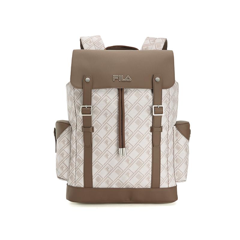 FILA Heritage Black Samurai Fashion Classic Trendy Casual Versatile Fabric PU Backpack Men backpack Light-Sand F13M618103FLK Light Sandy