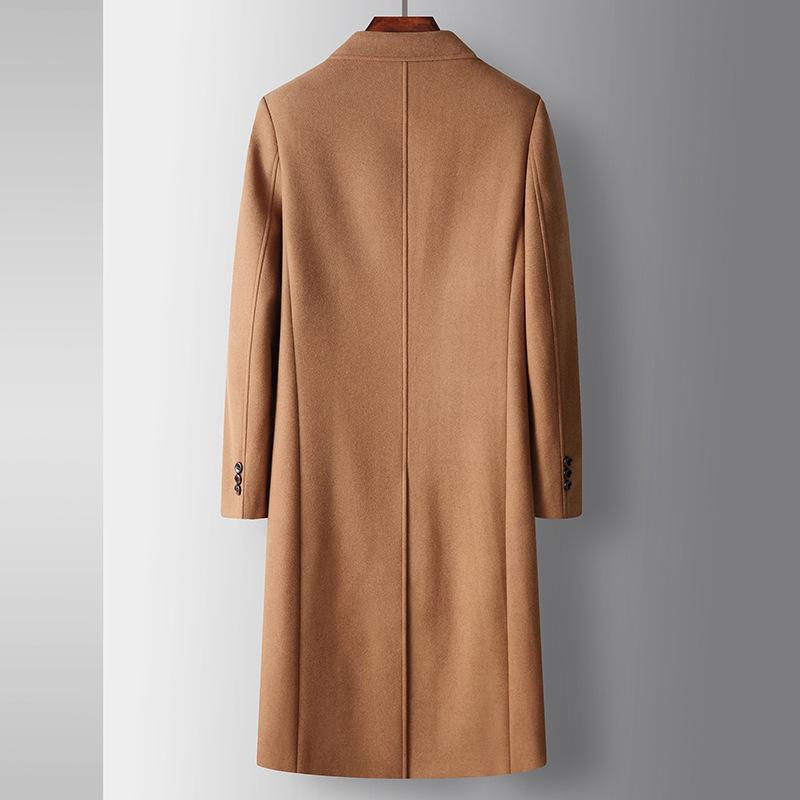 Autumn and Winter Long Knee Double-breasted Wool Trench Coat Middle-aged and Young Business Leisure Warm Jacket