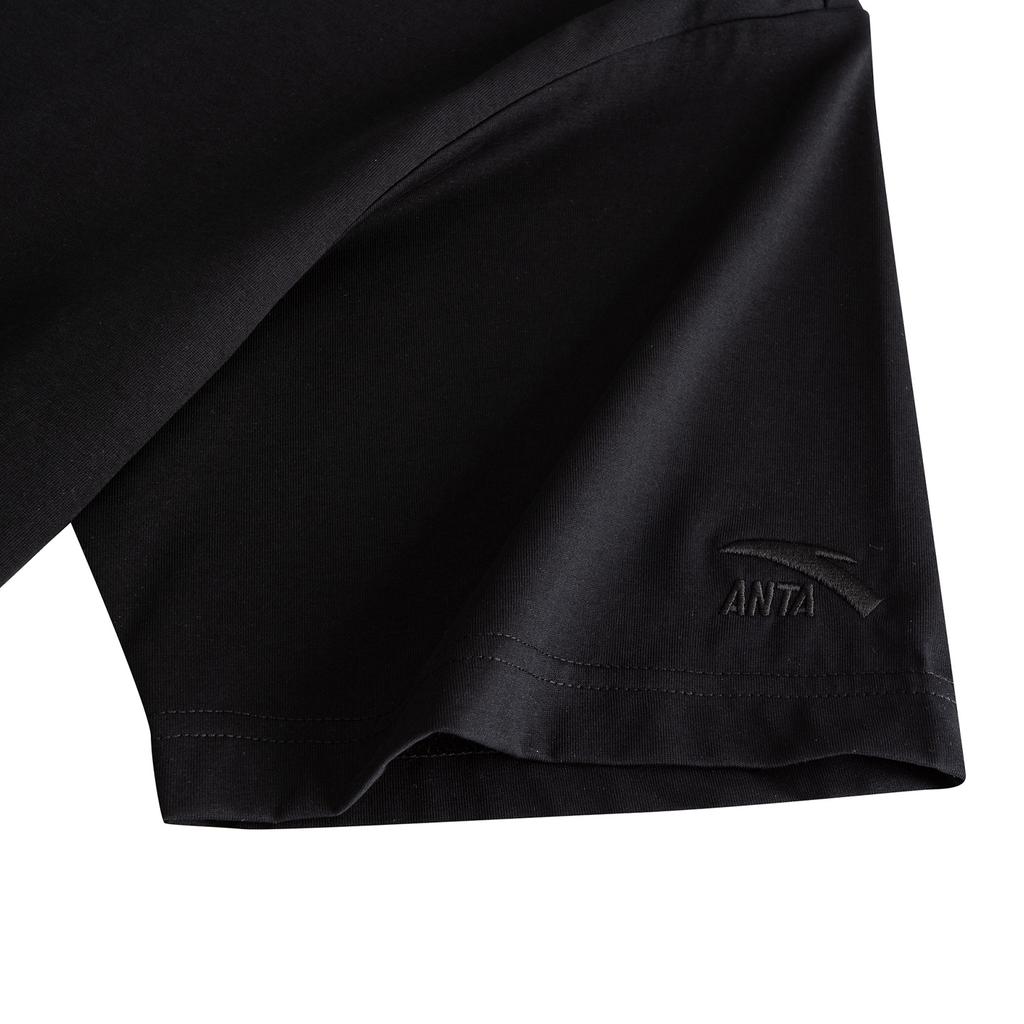 Anta Casual Loose Short Sleeve Knitted T-Shirt Unisex Tops Basic-Black 972628119-7