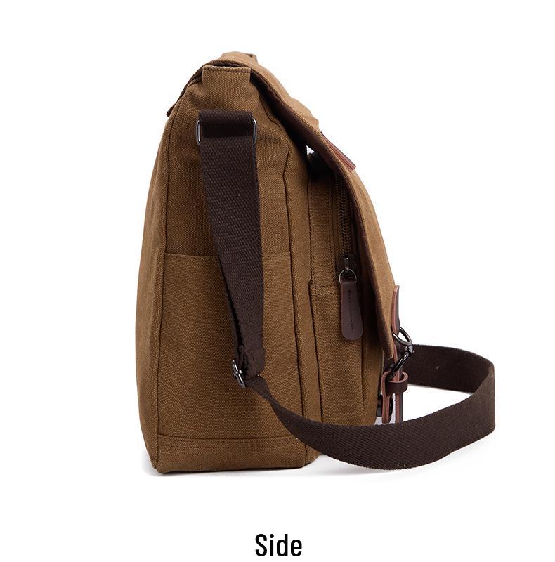 Men's Canvas Messenger Bag - Travel Crossbody, Shoulder Laptop Bag, Briefcase