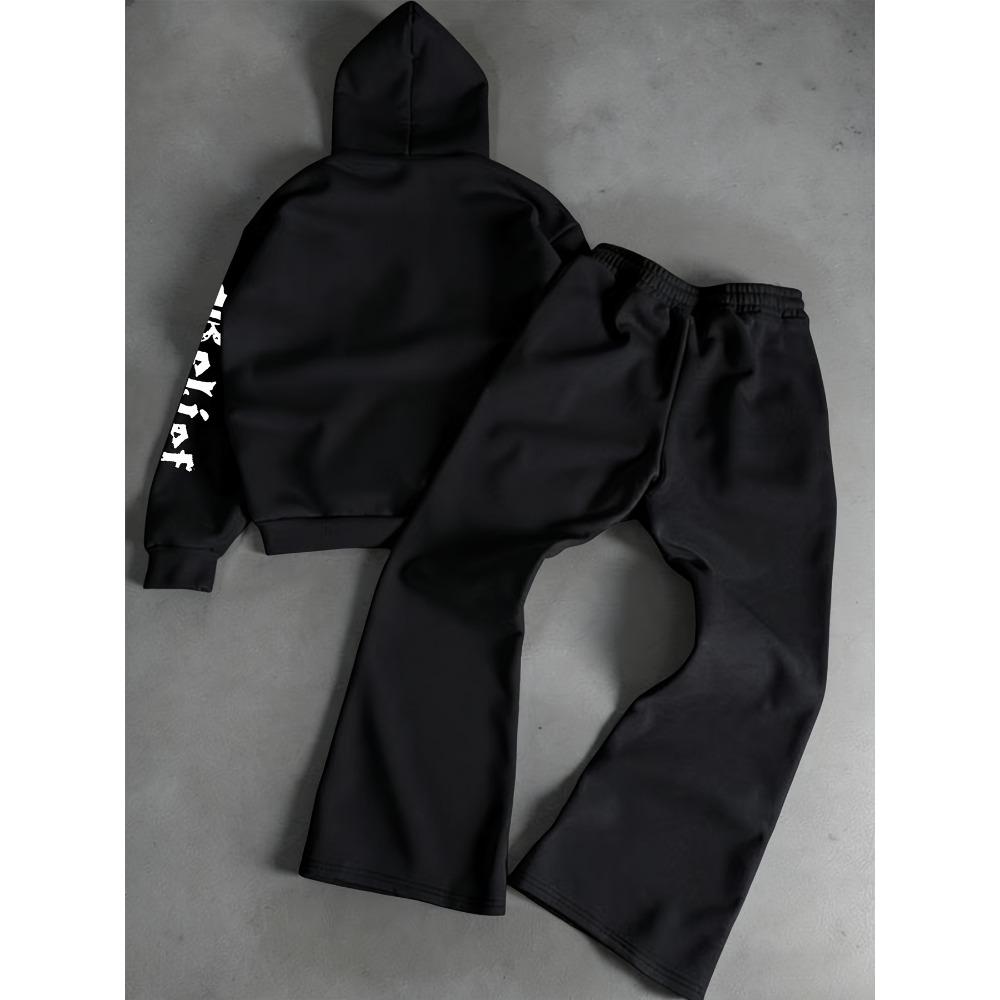 Cool and Personalized Men's Casual Pullover Set, Spring and Autumn Long Sleeved Sportswear Set, Outdoor Set, Suitable for Outdoor Travel