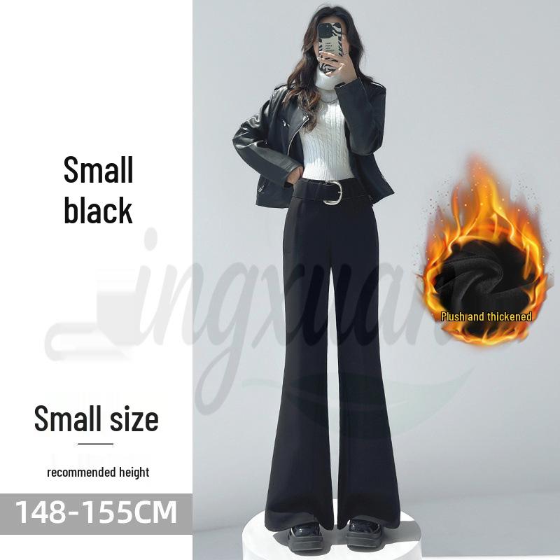 2026 Spring/Summer Women's High-Waisted Woolen Flare Pants - Floor-Length, Plus Velvet, Casual Wide-Leg