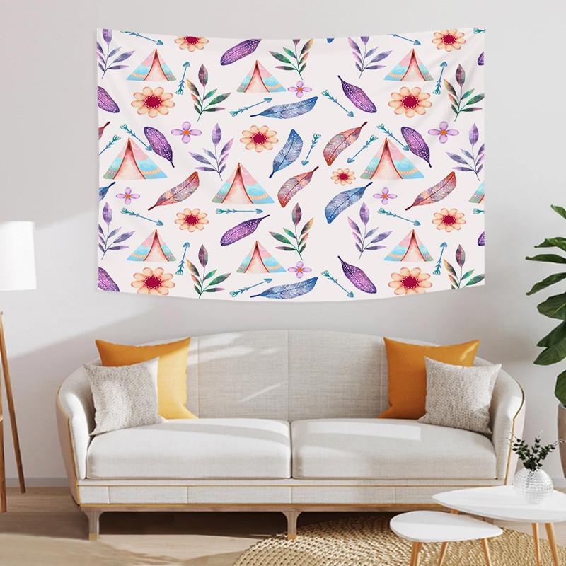 Cartoon Rainbow Unicorn Tapestry Cute Doodle Printed Pattern Polyester Tapestry Wall Hanging Tapestries for Bedroom Dorm Decor