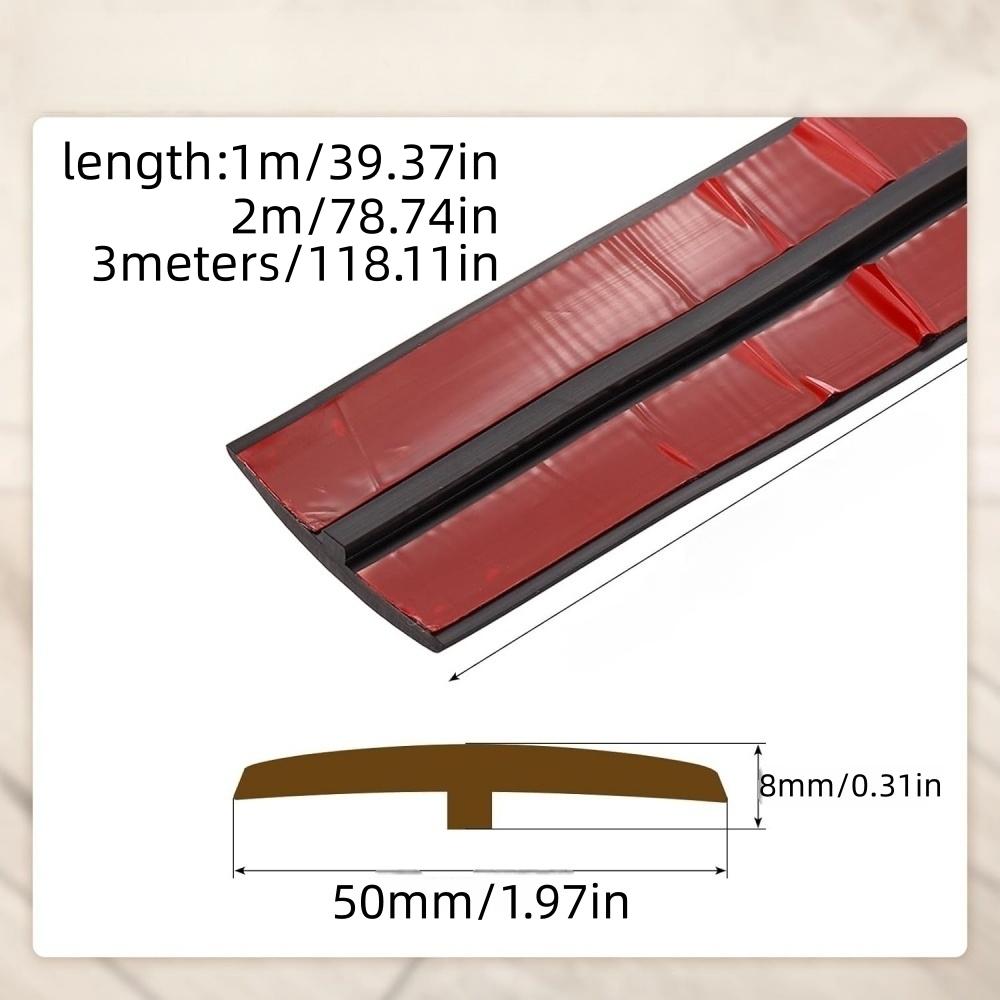 1pc 1m/2m/3meters Carpet To Tile Floor Transition Strip Self Adhesive T-Molding Threshold Cover Household Wood Grain