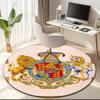 1pc Medieval royal coat of arms and iris Round carpet Painted Printed circular carpet, home door mat, outdoor travel protection carpet