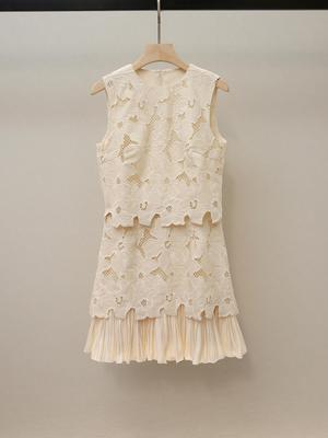 S Family Autumn New Sleeveless French Embroidery Vest Dress for Women