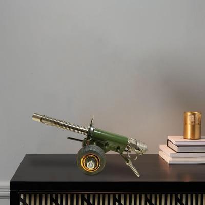 Mini Cannon Model Launcher Ornament Home Sculpture Alloy Statue Collectible Figurine for Bookcase