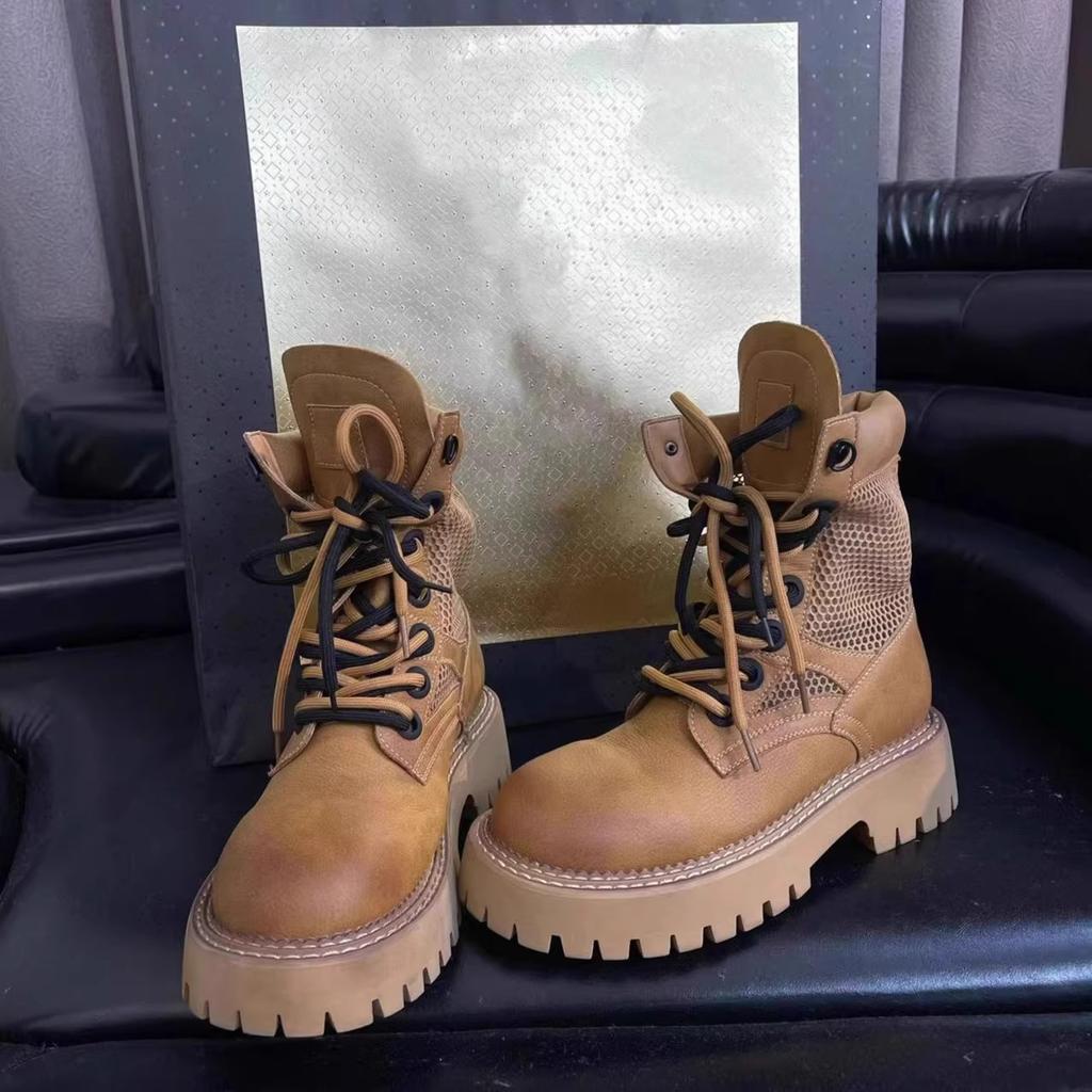 European station Martin boots women's matte leather brown desert boots 2025 autumn new thick-soled British wind locomotive boots tide