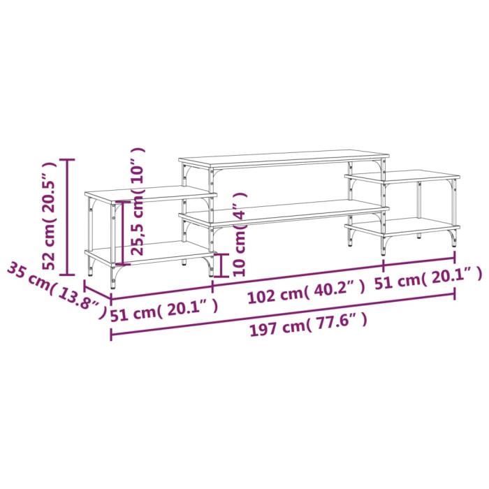 VidaXL Meuble TV noir 197x35x52 cm bois d'ingénierie 826325