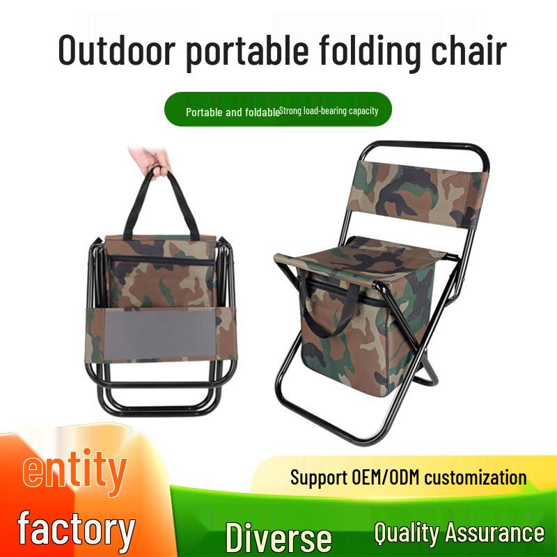 Portable Outdoor Folding Fishing Chair-Stool with Backrest and Storage Bag