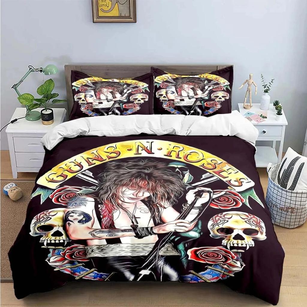 3D Tisk Guns N Roses GNR Kapela Retro Ložní Souprava Chlapci Dívky Twin Queen King Size Povlak na Přikrývku Povlak na Polštář Postel Chlapci Dospělí