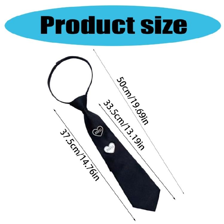 Fashionable Heart Pattern Zippers Ties Versatiles Black Loves Pattern Necktie for Various Styles