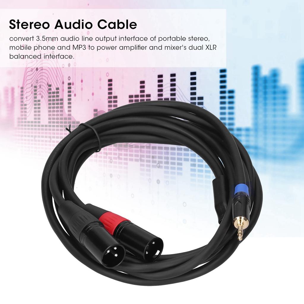 3.5mm Stereo Male To Dual 2 XLR Male Plug Connector Converter Adapter Cable Cord