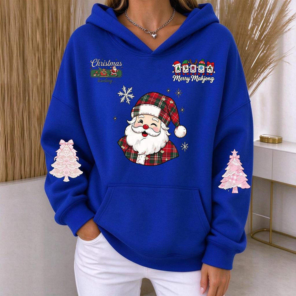 Women's Casual Christmas Print Long Sleeve Hoodie Pullover Sweatshirt for Everyday Wear