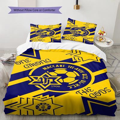 Maccabi Tel Aviv FC Vzorovaný povlak na peřinu a povlak na polštář Domácí dekorace Dárek (1 * povlak na peřinu + 2 * povlak na polštář, bez jádra)