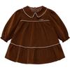 Rabi Girls' Corduroy Retro Lapel Long Sleeve Dress