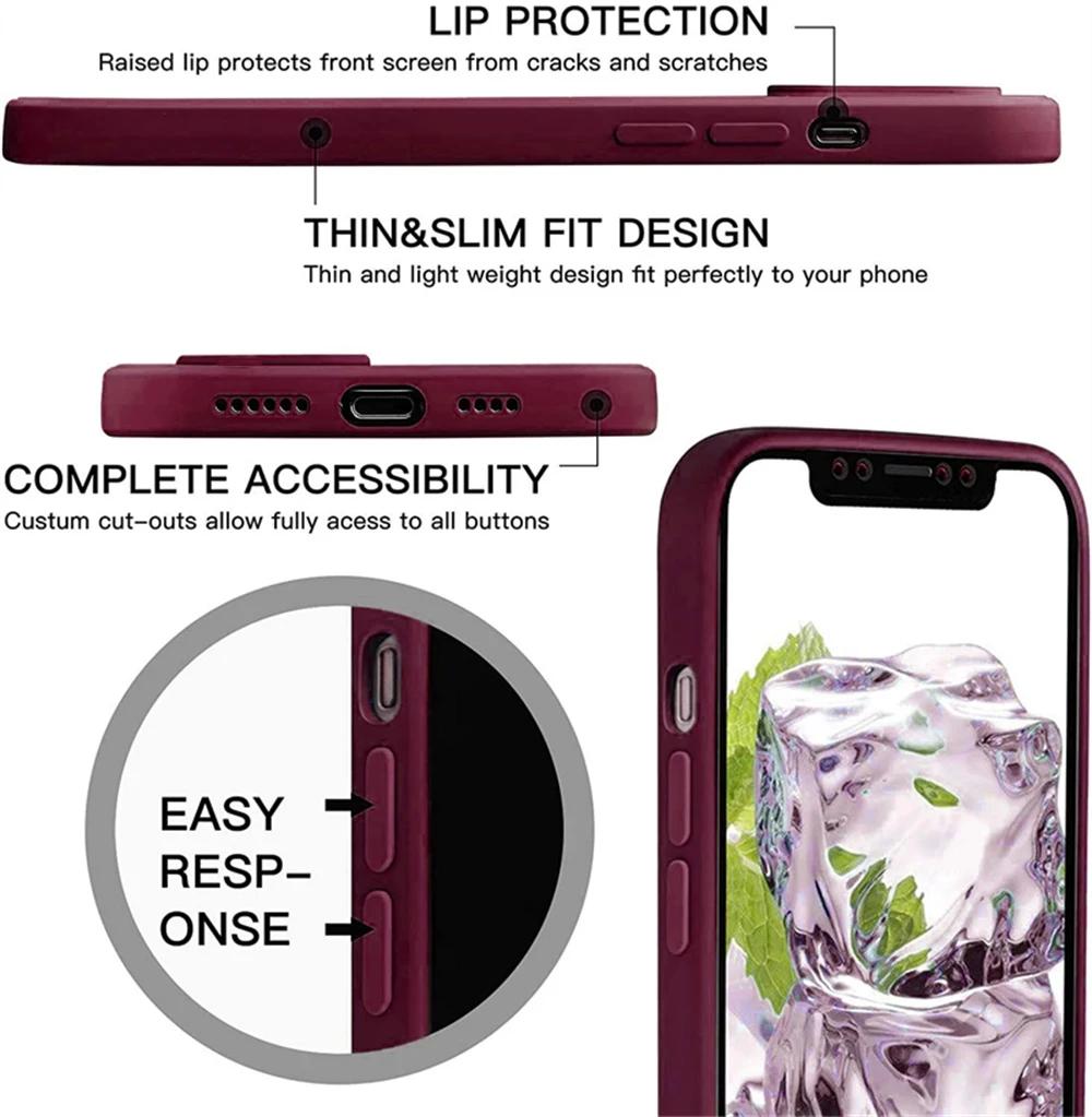 Red For For Iphone 16 Pro Case For Iphone 11 12 13 14 1 Pro Max 12 Mini 7 8 X XS XR Cover Coque Funda Silicone Soft TPU Back Case