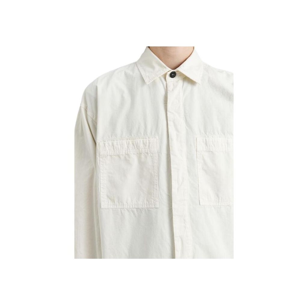 STONE ISLAND Solid Color Logo Polo Long Sleeve Shirt With Chest Pocket Men Shirts White 7915112WN-V0197