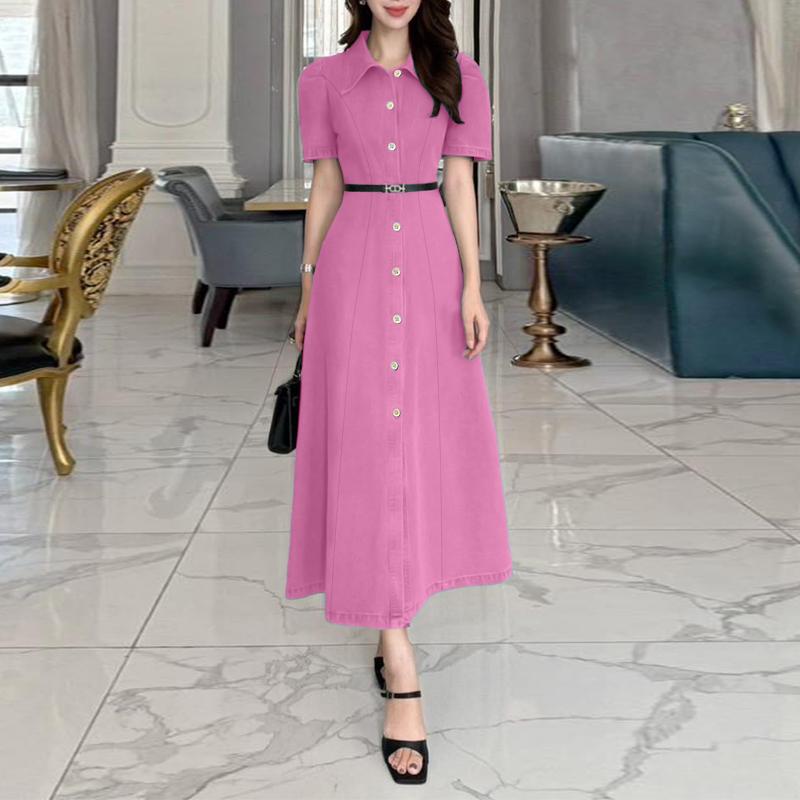 ZANZEA Women Casual Turn Down Collar Summer Short Sleeve Dress