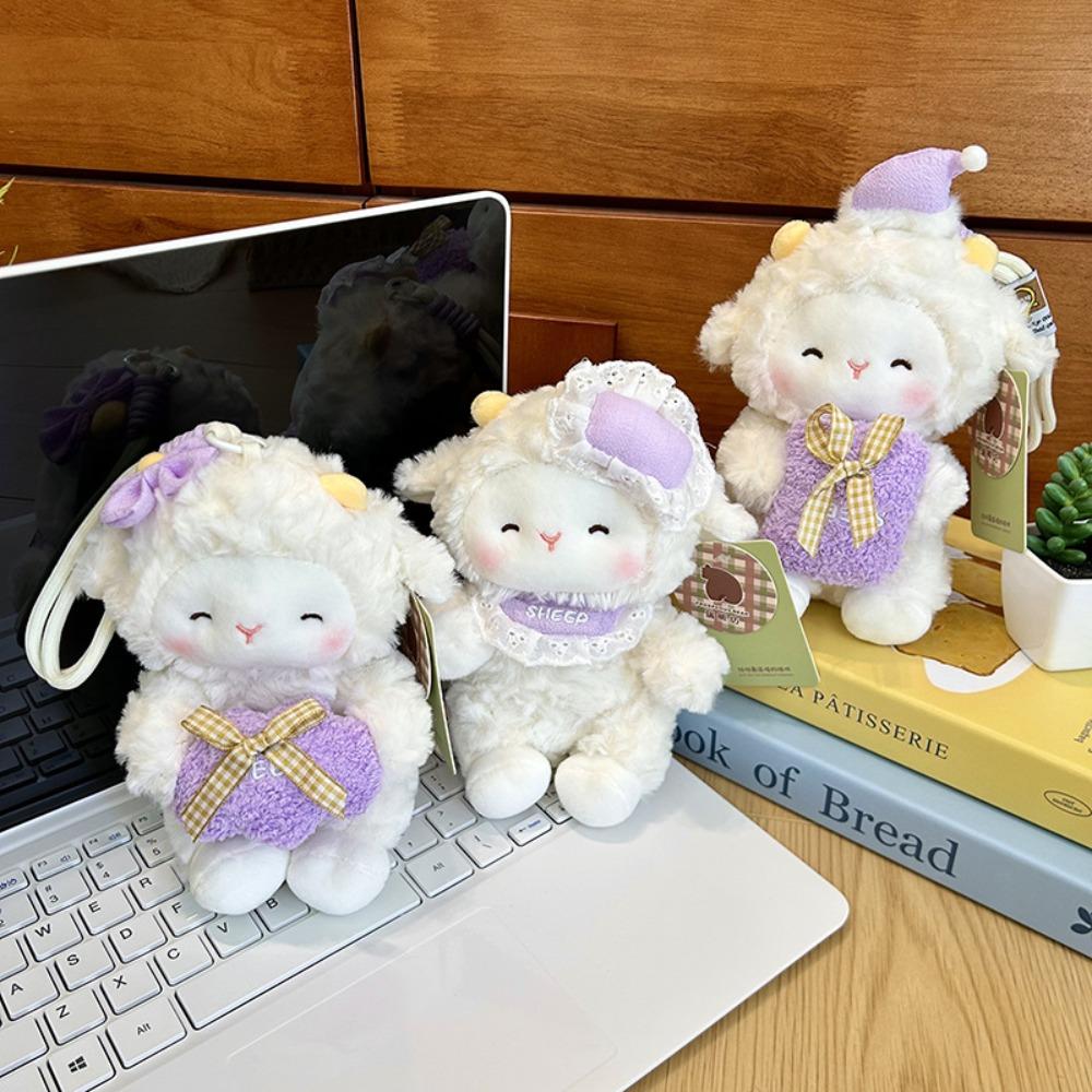 Plush Lamb Doll PP Cotton Lamb Keychain Ornament Sweet Bag Pendant Charm  Backpack Hanging Decor