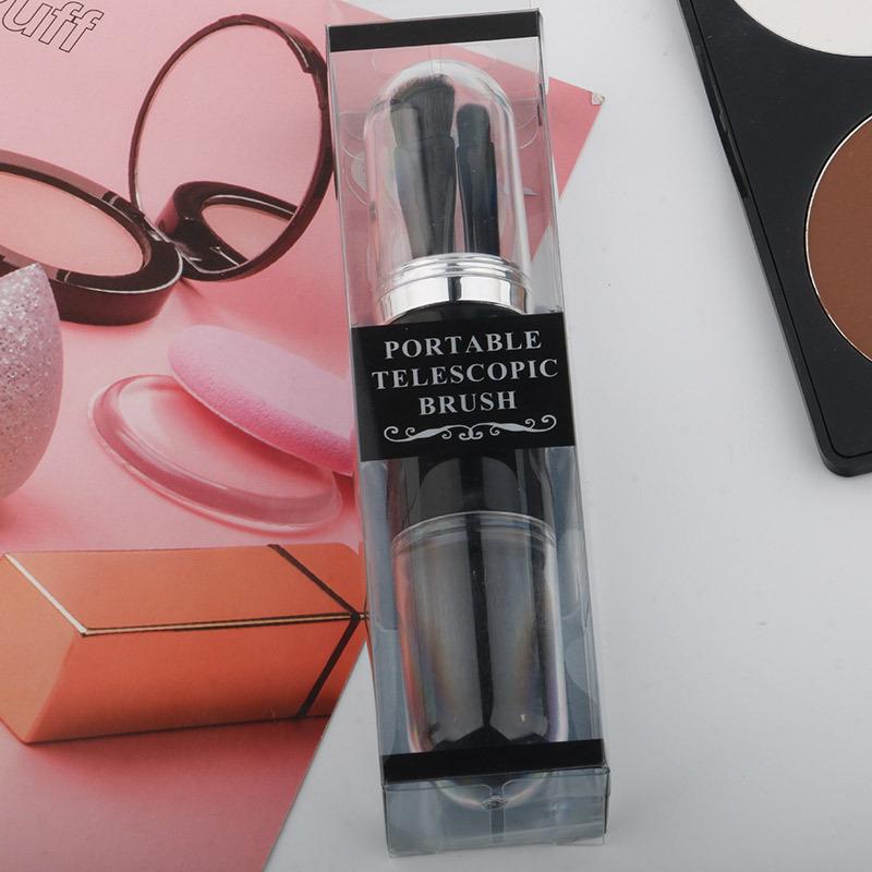 Compact 4-in-1 Retractable Makeup Tool: Eyeshadow & Loose Powder Brush for All Skin Tones