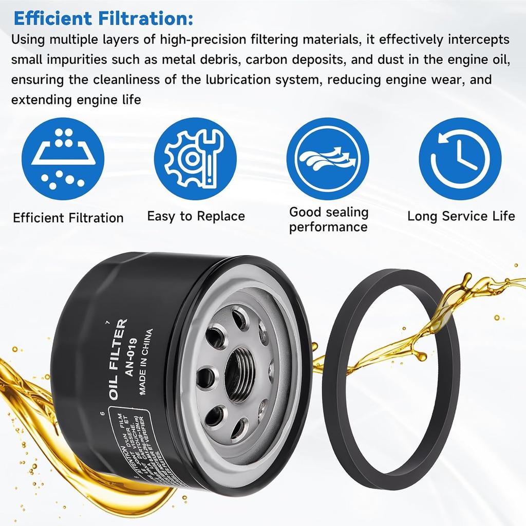 2PCS Oil Filter 49065-0721 49065-7007 Compatible with Kawasaki FR600V FR651V FR691V FR730VFS600V FS651V FS691V FS730V FX481V FX600V FX651V FX691V