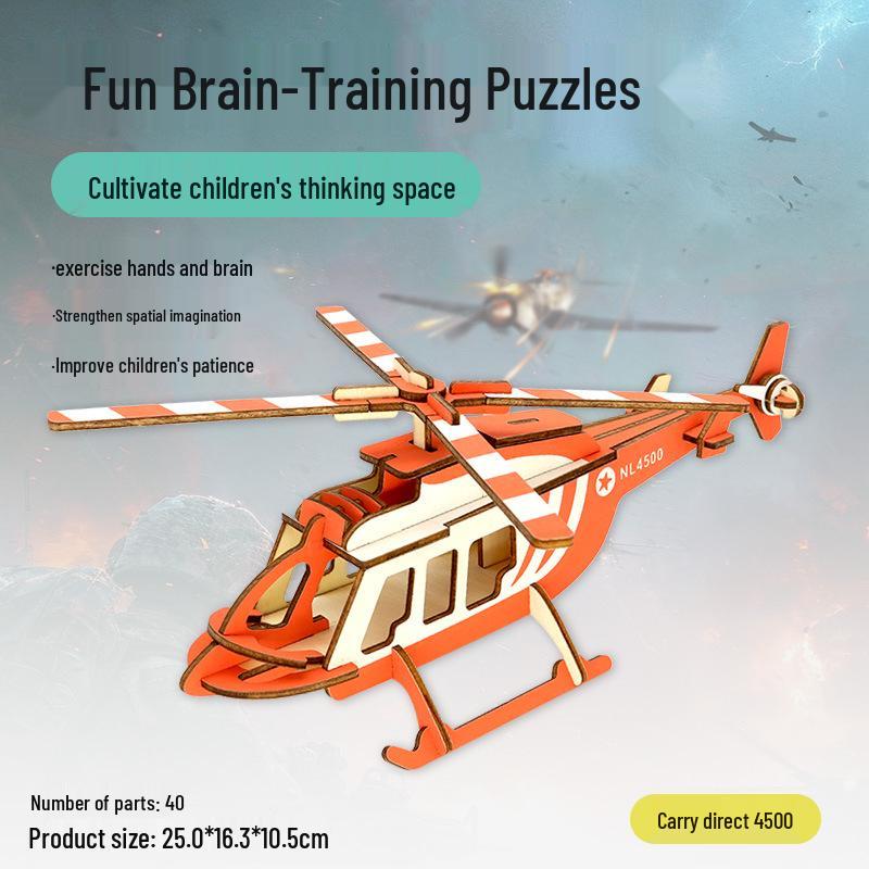 Wooden 3D Airplane Puzzle Educational DIY Toy for Children